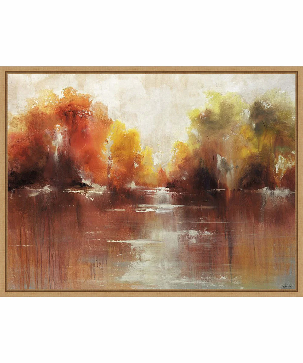 Framed Jeweled Water by Sydney Edmunds Canvas Wall Art Print (30  W x 23  H), Sylvie Maple Frame