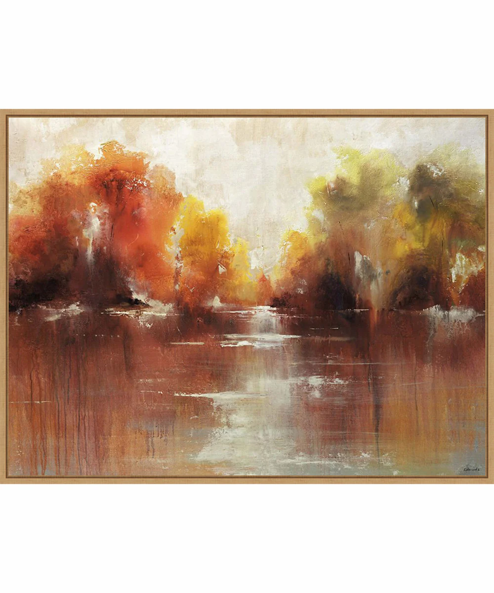 Framed Jeweled Water by Sydney Edmunds Canvas Wall Art Print (42  W x 32  H), Sylvie Maple Frame