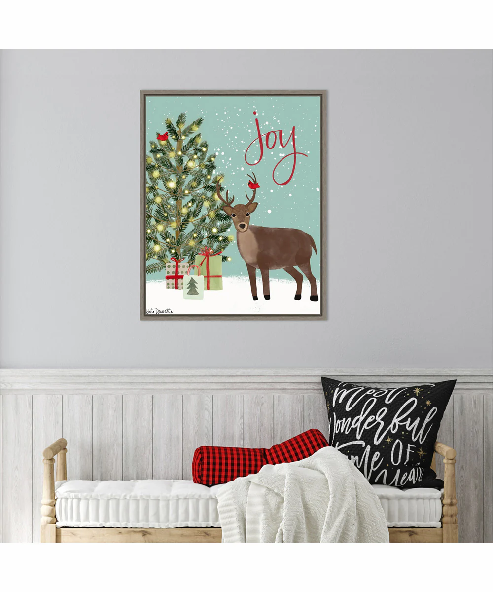 Framed Joy by Katie Doucette Canvas Wall Art Print (23  W x 28  H), Sylvie Greywash Frame - Image 2