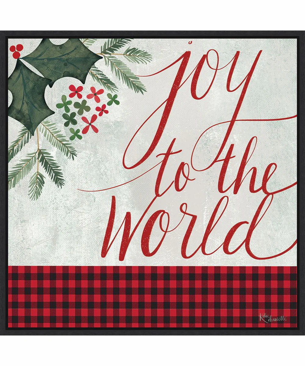 Framed Joy to the World by Katie Doucette Canvas Wall Art Print (30 W x 30 H), Sylvie Black Frame