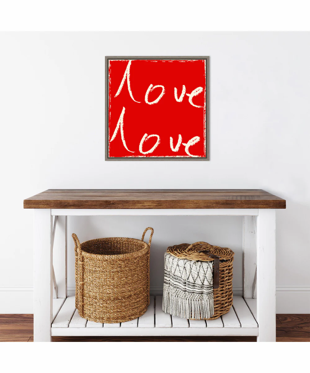 Framed Love Love by Jenny Frean Canvas Wall Art Print (22  W x 22  H), Sylvie Greywash Frame - Image 2