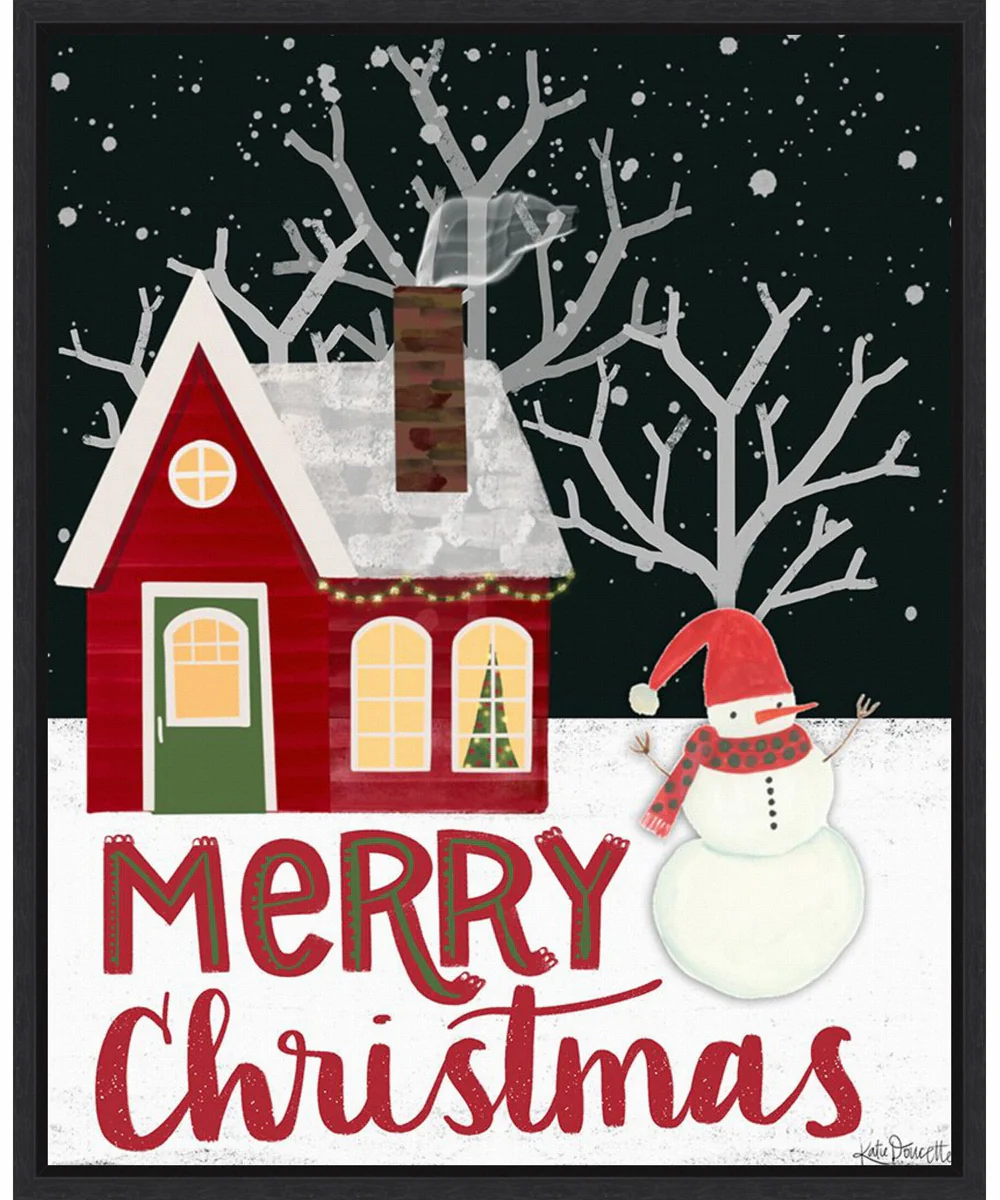 Framed Merry Christmas by Katie Doucette Canvas Wall Art Print (23 W x 28 H), Sylvie Black Frame
