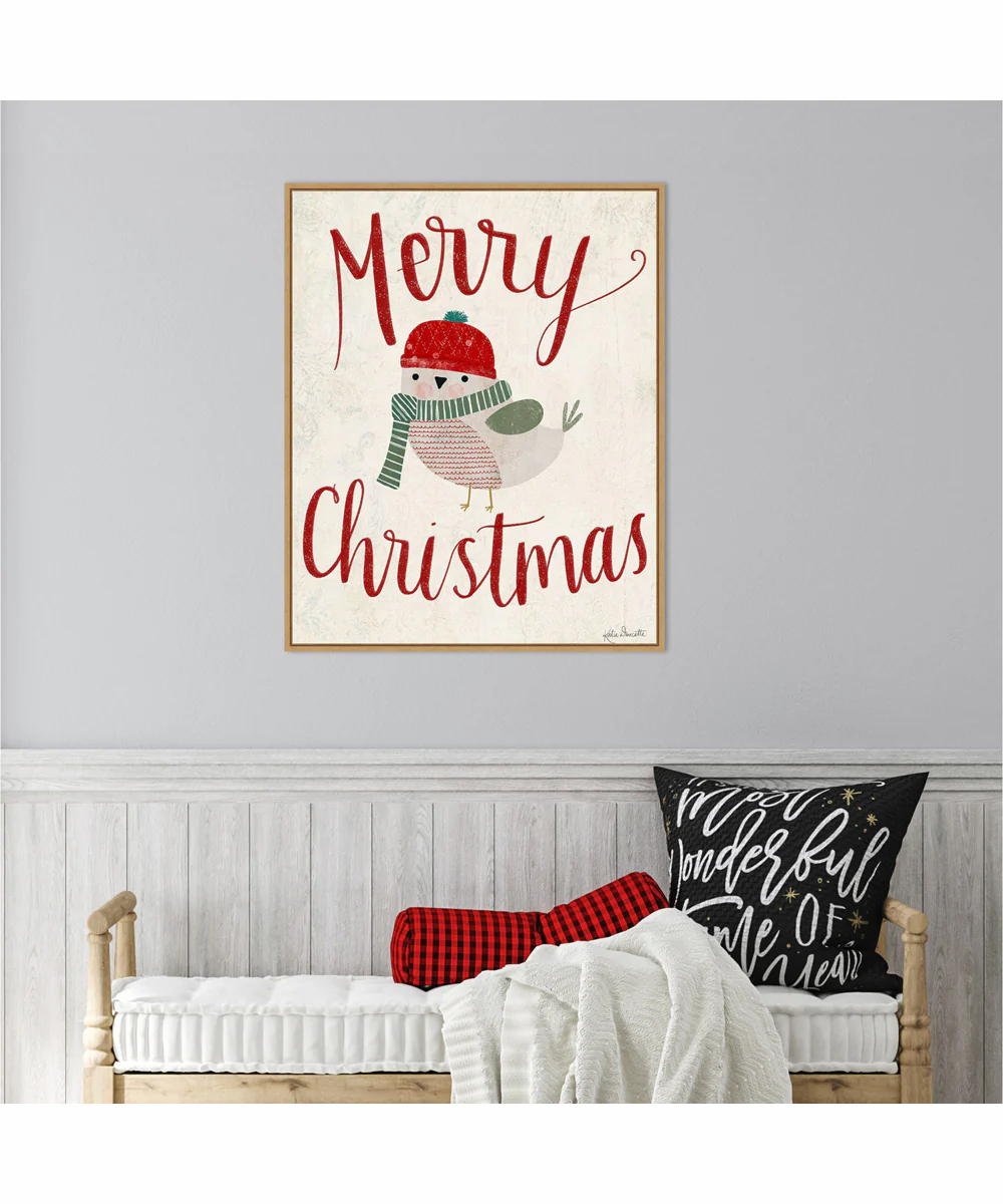 Framed Merry Christmas by Katie Doucette Canvas Wall Art Print (23  W x 28  H), Sylvie Maple Frame - Image 2