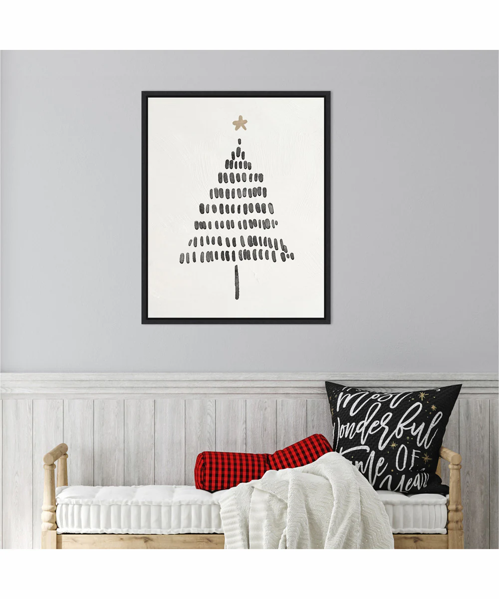 Framed Modern Christmas Tree II by Nina Blue Canvas Wall Art Print (23  W x 28  H), Sylvie Black Frame - Image 2