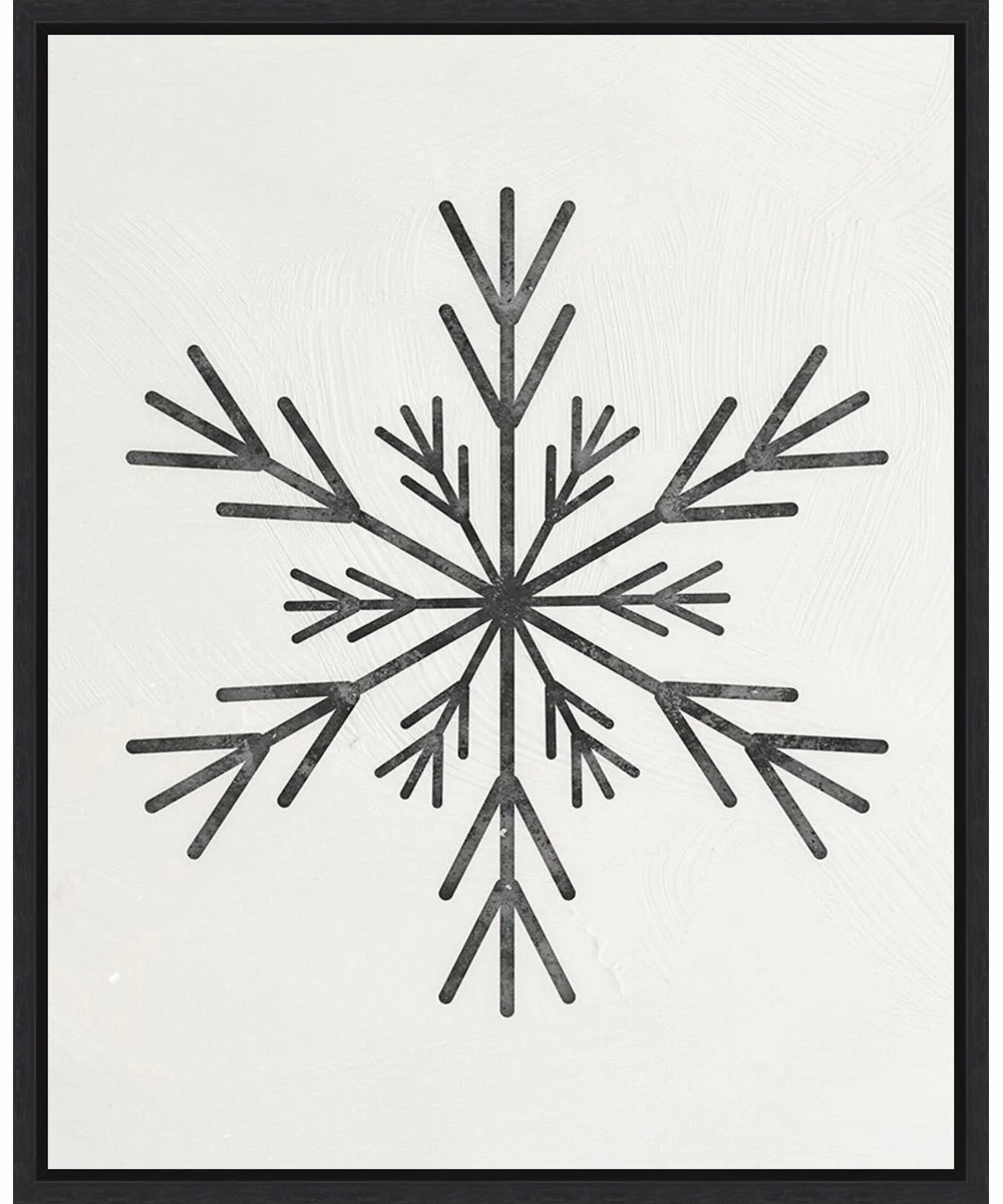 Framed Modern Snowflake by Nina Blue Canvas Wall Art Print (23  W x 28  H), Sylvie Black Frame
