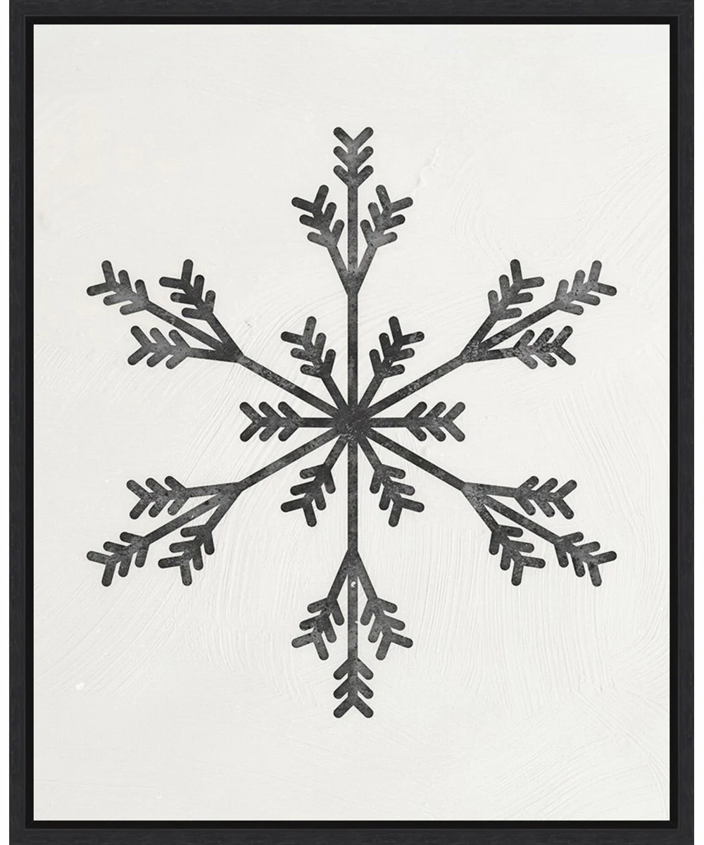 Framed Modern Snowflake II by Nina Blue Canvas Wall Art Print (23  W x 28  H), Sylvie Black Frame