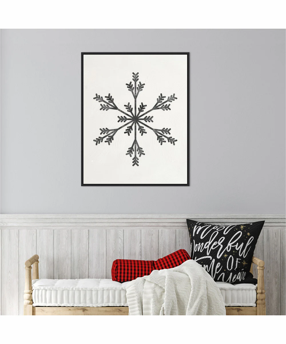 Framed Modern Snowflake II by Nina Blue Canvas Wall Art Print (23  W x 28  H), Sylvie Black Frame - Image 2
