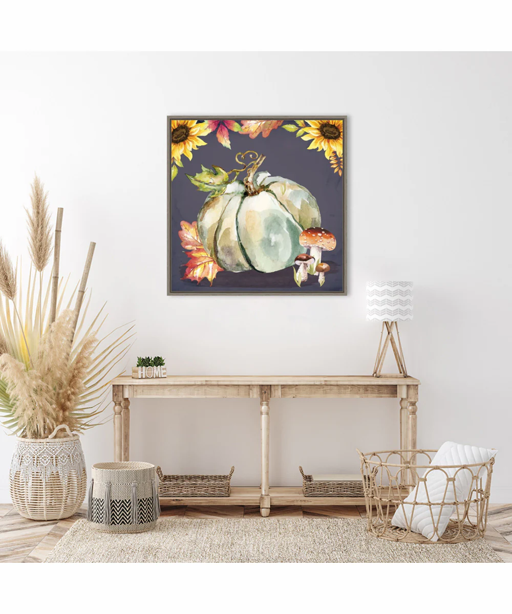 Framed Mushrooms and Pumpkin by Art Nd Canvas Wall Art Print (30  W x 30  H), Sylvie Greywash Frame - Image 2