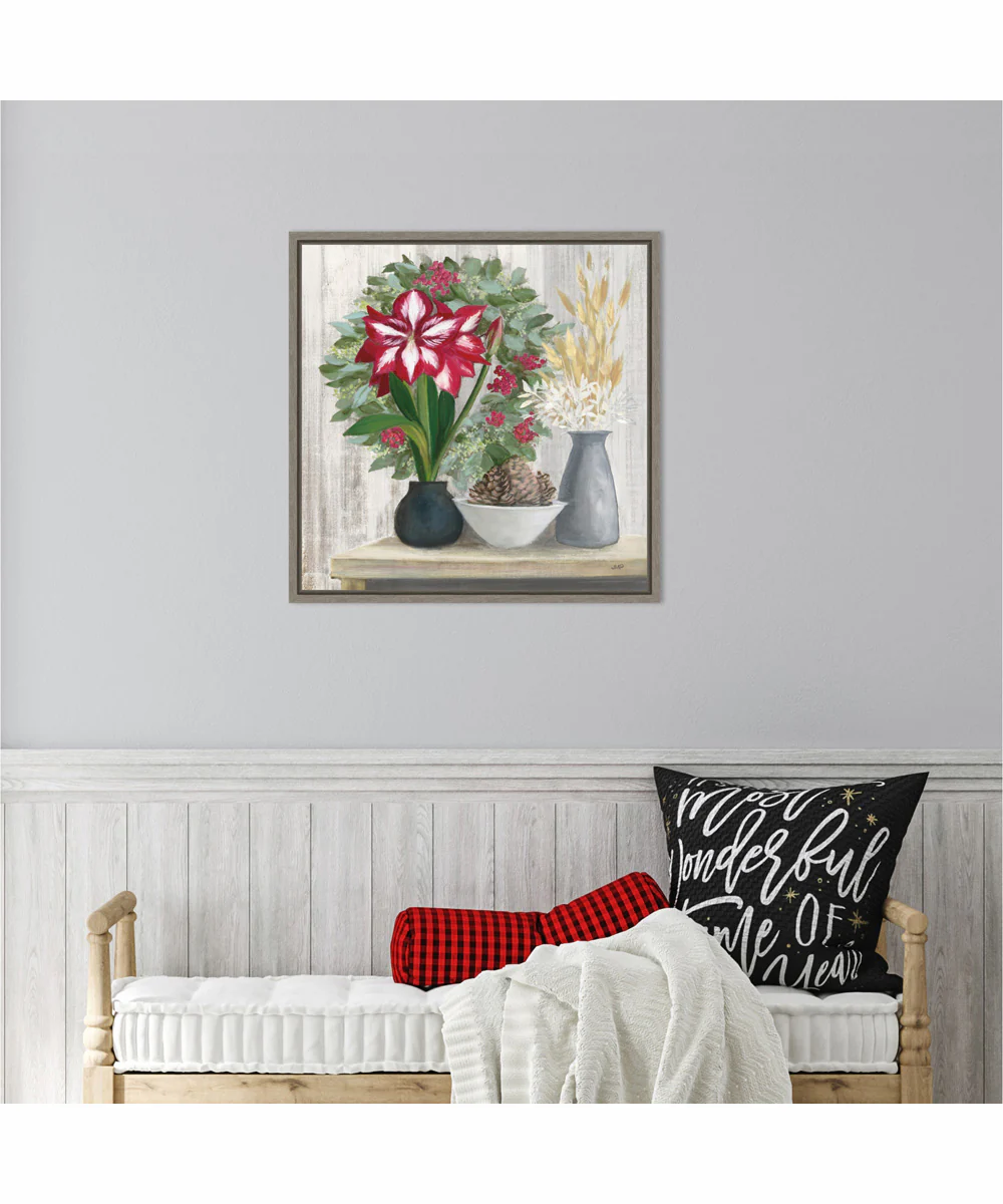 Framed Natural Holiday Light by Julia Purinton Canvas Wall Art Print (22  W x 22  H), Sylvie Greywash Frame - Image 2