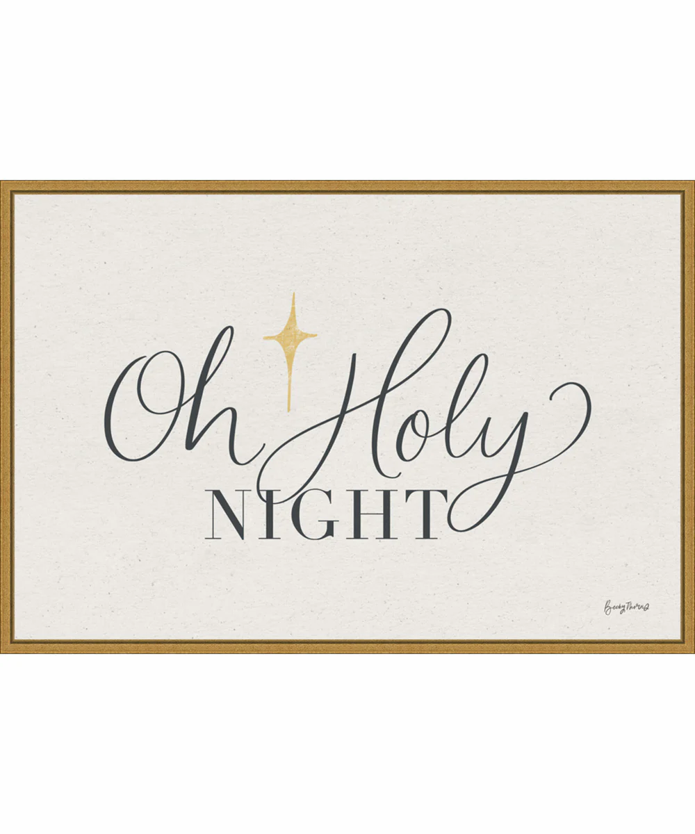 Framed Oh Holy Night by Becky Thorns Canvas Wall Art Print (33 W x 23 H), Sylvie Gold Frame