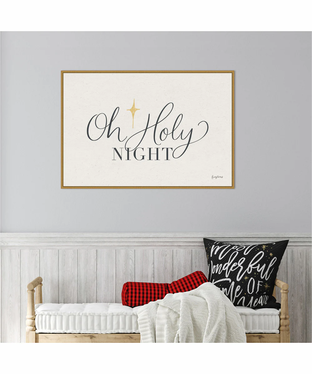 Framed Oh Holy Night by Becky Thorns Canvas Wall Art Print (33 W x 23 H), Sylvie Gold Frame - Image 2