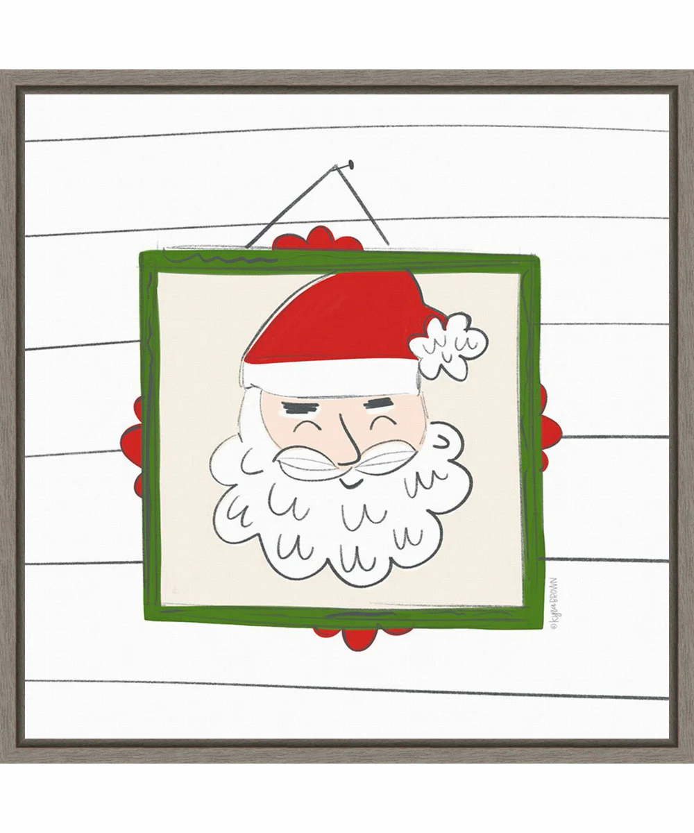 Framed Santa Claus Portrait by Kyra Brown Canvas Wall Art Print (22 W x 22 H), Sylvie Greywash Frame