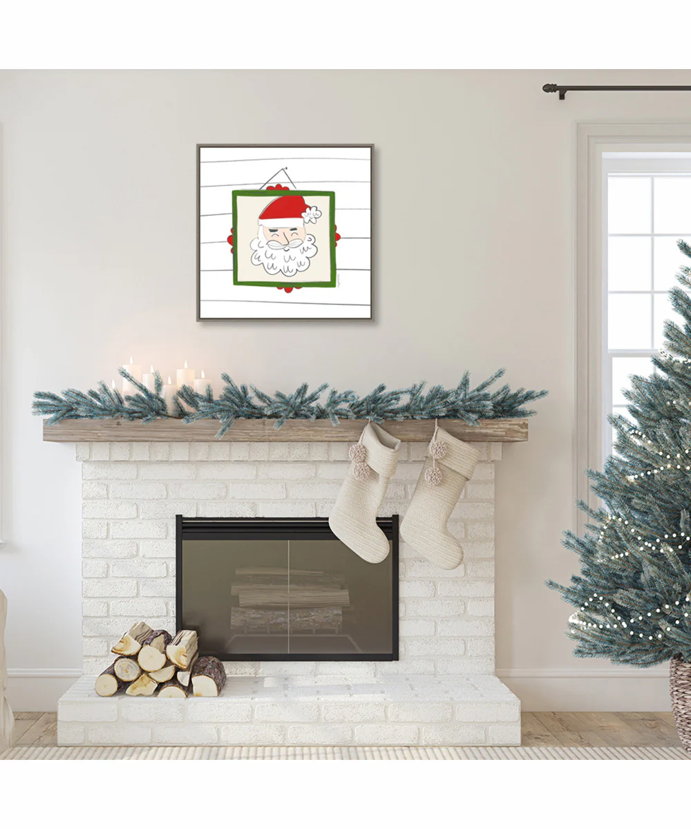 Framed Santa Claus Portrait by Kyra Brown Canvas Wall Art Print (22 W x 22 H), Sylvie Greywash Frame - Image 2