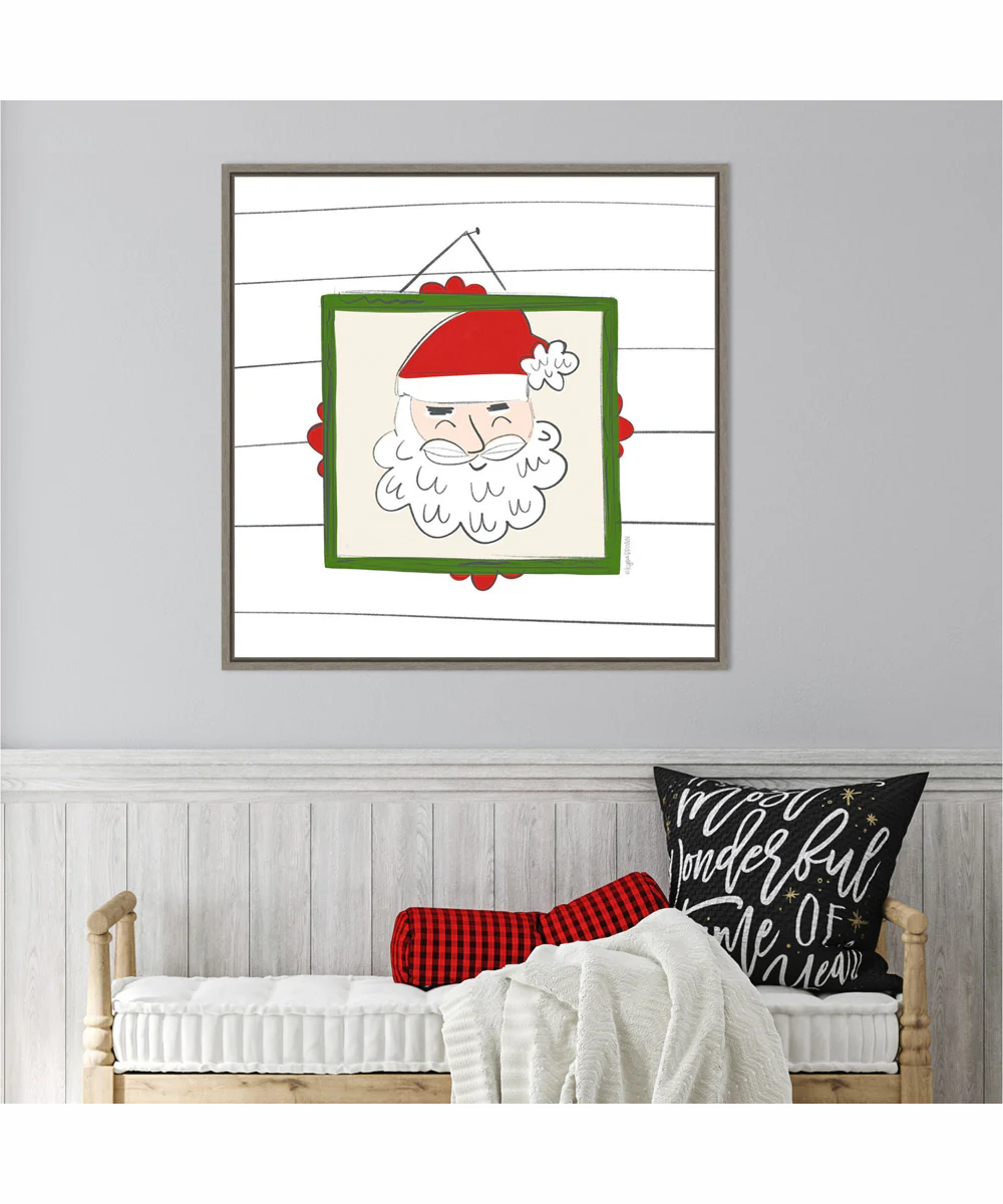 Framed Santa Claus Portrait by Kyra Brown Canvas Wall Art Print (30  W x 30  H), Sylvie Greywash Frame - Image 2