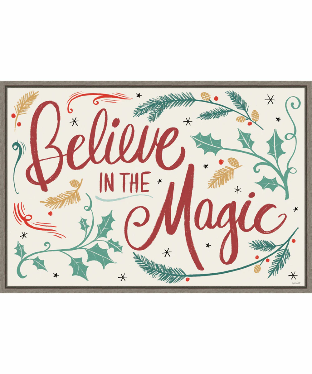 Framed Seasonal Shades I Christmas Magic by Anne Tavoletti Canvas Wall Art Print (33 W x 23 H), Sylvie Greywash Frame