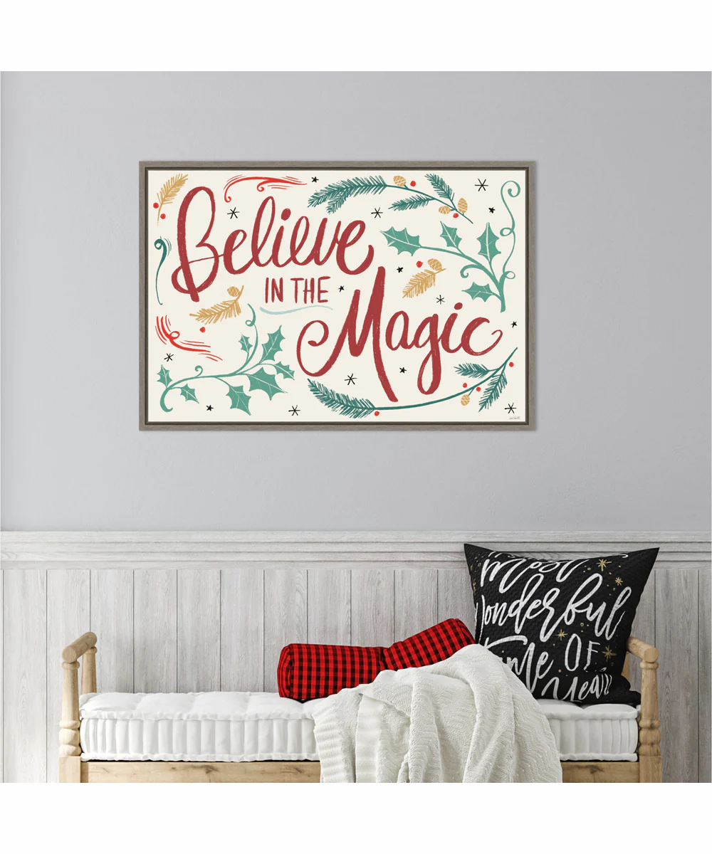 Framed Seasonal Shades I Christmas Magic by Anne Tavoletti Canvas Wall Art Print (33 W x 23 H), Sylvie Greywash Frame - Image 2