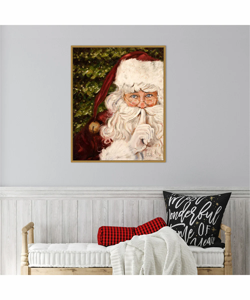 Framed Secret Santa by Patricia Pinto Canvas Wall Art Print (23  W x 28  H), Sylvie Gold Frame - Image 2