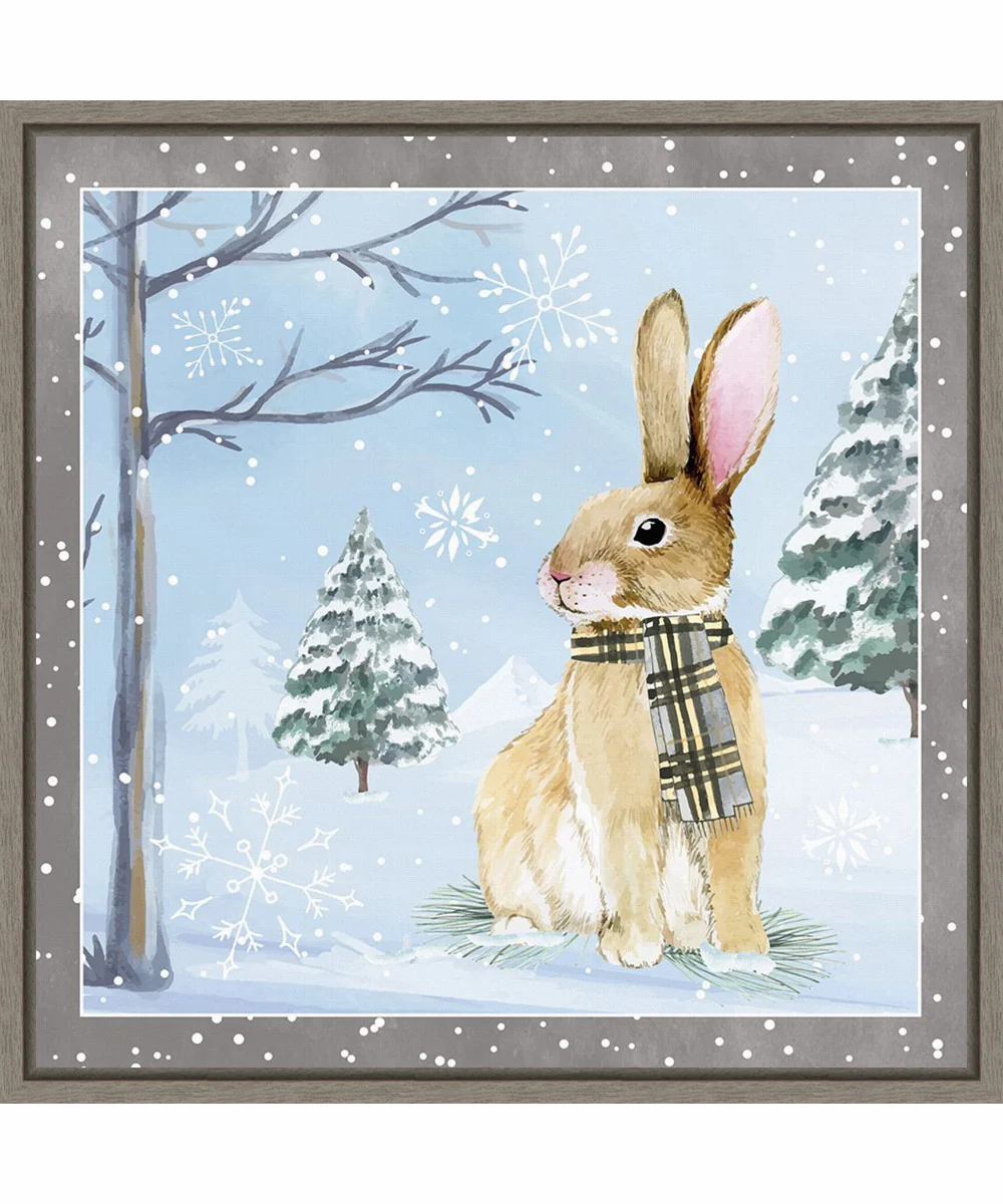 Framed Snow Bunny by Art Nd Canvas Wall Art Print (22 W x 22 H), Sylvie Greywash Frame