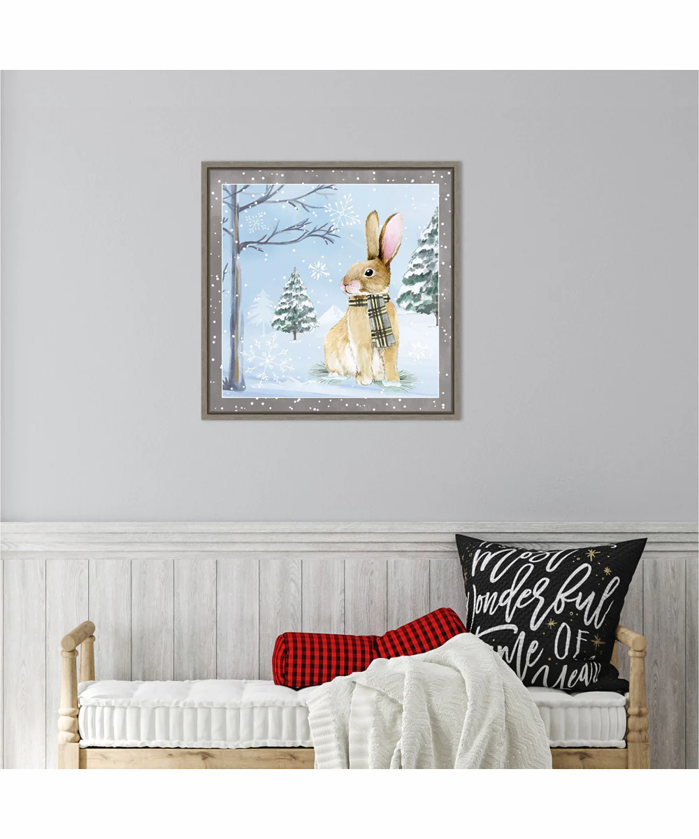 Framed Snow Bunny by Art Nd Canvas Wall Art Print (22 W x 22 H), Sylvie Greywash Frame - Image 2