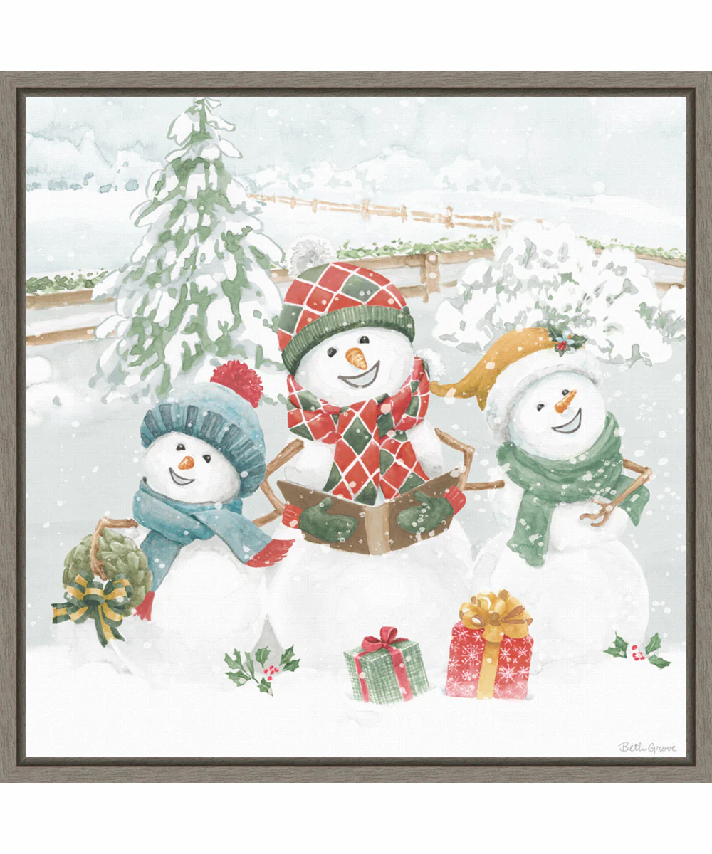 Framed Snow Day III by Beth Grove Canvas Wall Art Print (22  W x 22  H), Sylvie Greywash Frame