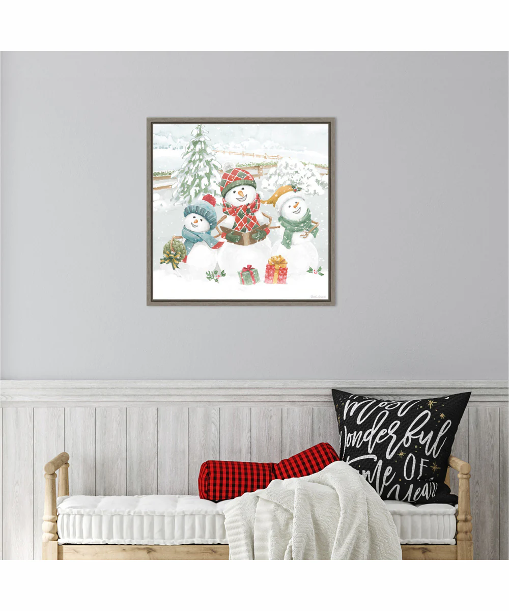 Framed Snow Day III by Beth Grove Canvas Wall Art Print (22  W x 22  H), Sylvie Greywash Frame - Image 2
