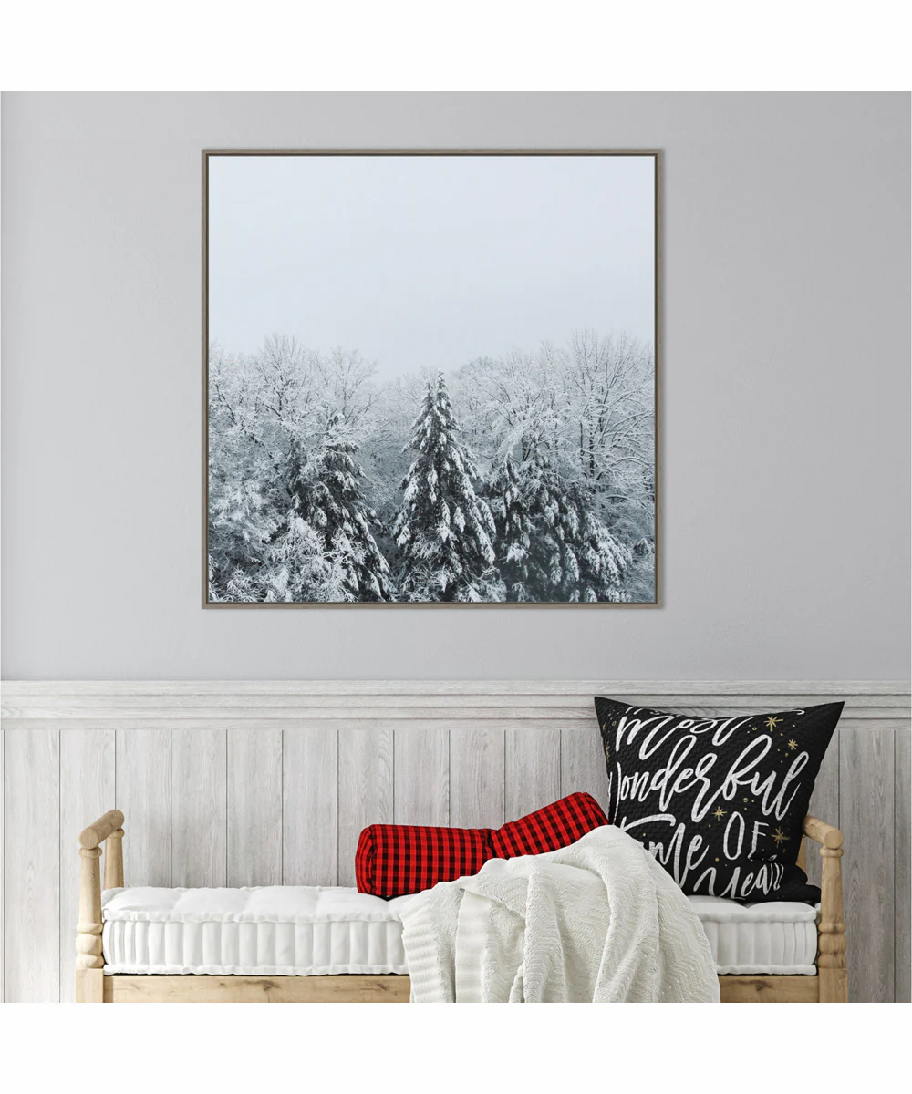 Framed Snowshoe Hill and Trees by Sue Schlabach Canvas Wall Art Print (30  W x 30  H), Sylvie Greywash Frame - Image 2