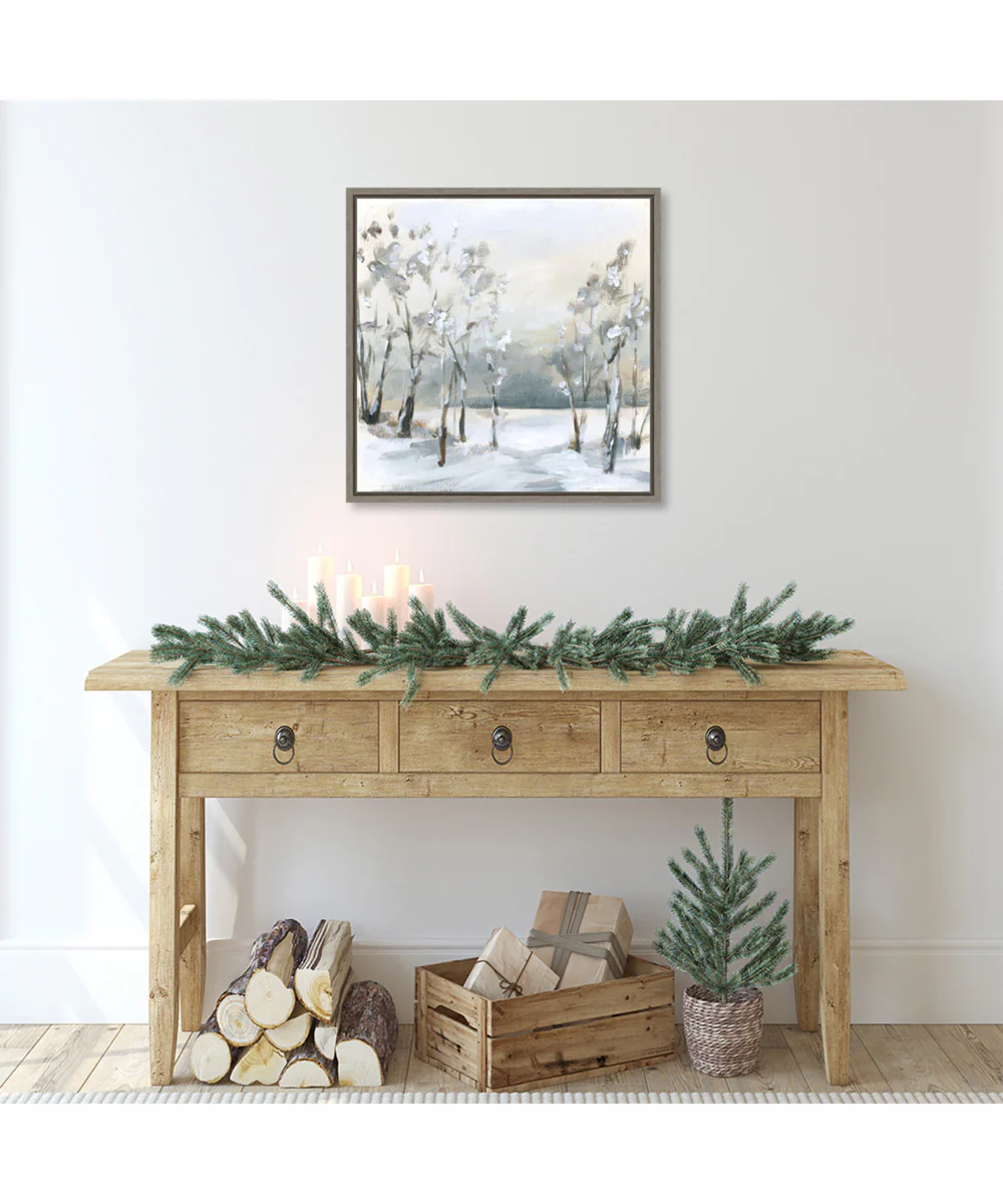 Framed Snowy Winter Trees by Katrina Pete Canvas Wall Art Print (22  W x 22  H), Sylvie Greywash Frame - Image 2