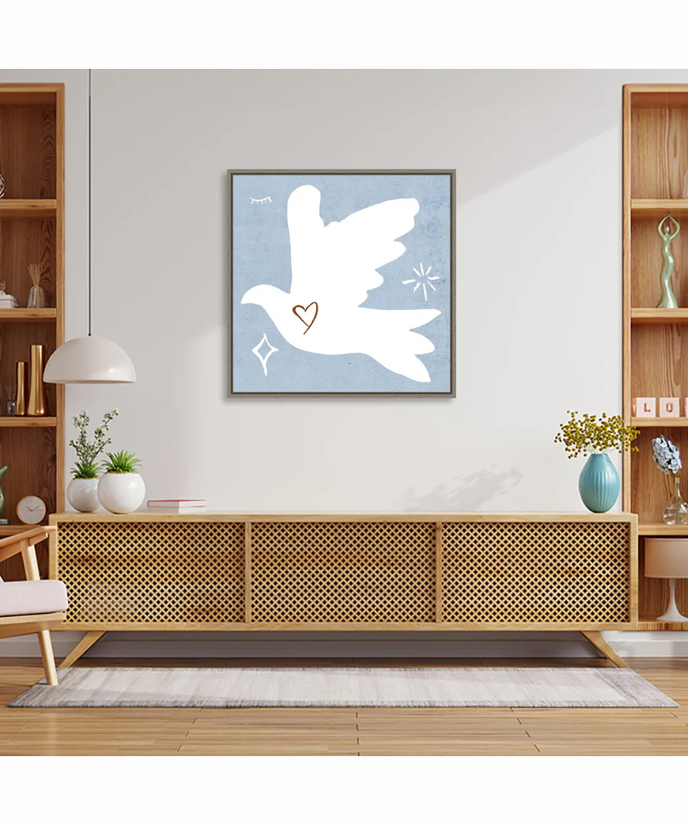 Framed White Dove I by Melissa Wang Canvas Wall Art Print (30  W x 30  H), Sylvie Greywash Frame - Image 2