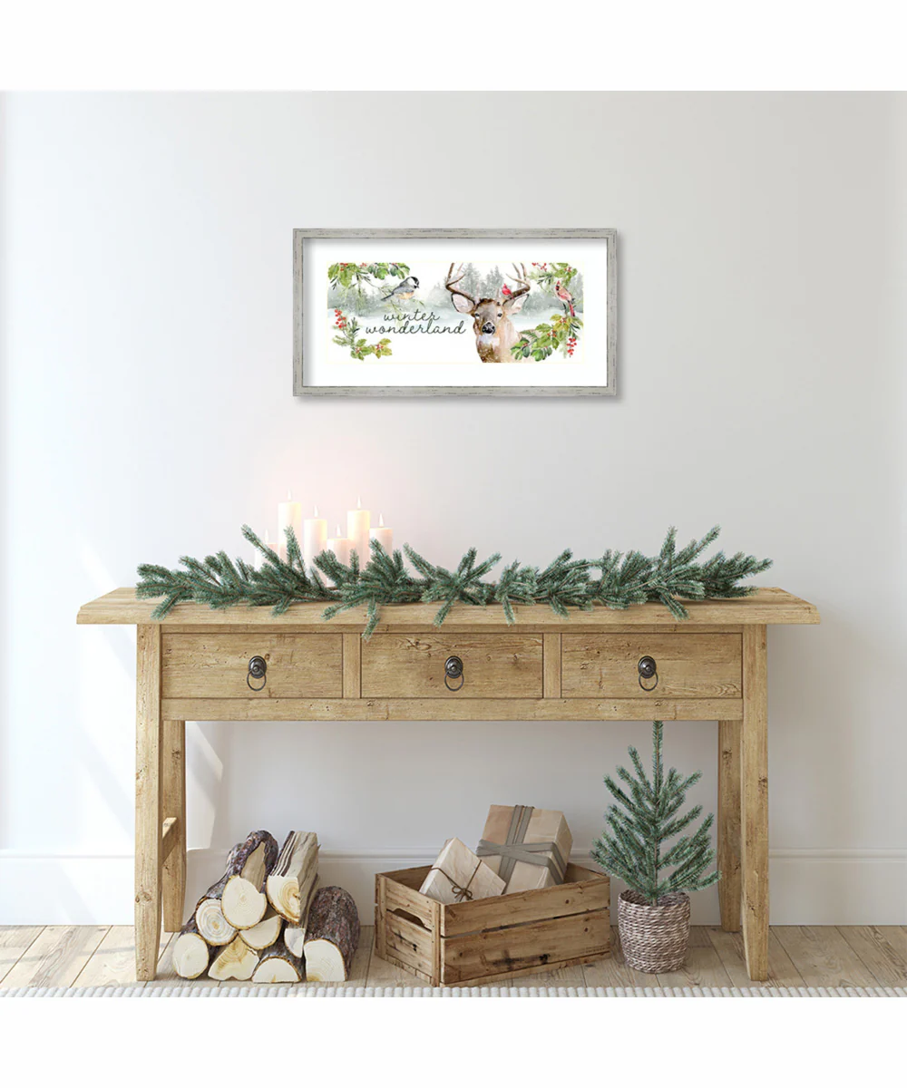 Holiday Deer Collection D by Jennifer Paxton Parker Wood Framed Wall Art Print (25  W x 13  H), Shiplap White Narrow Frame - Image 2