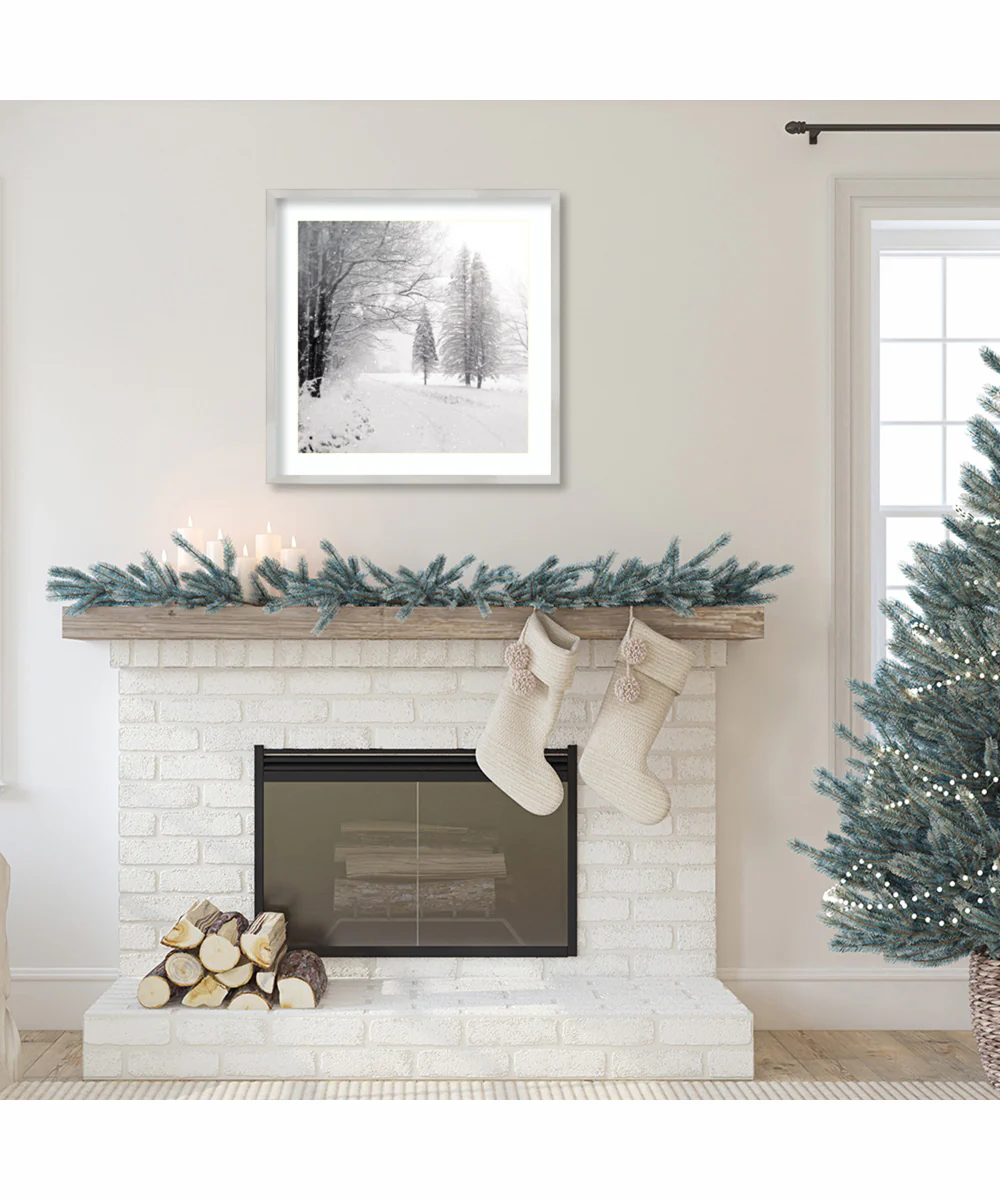Let it Snow II BW by Sue Schlabach Wood Framed Wall Art Print (25 W x 25 H), Svelte Silver Frame - Image 2