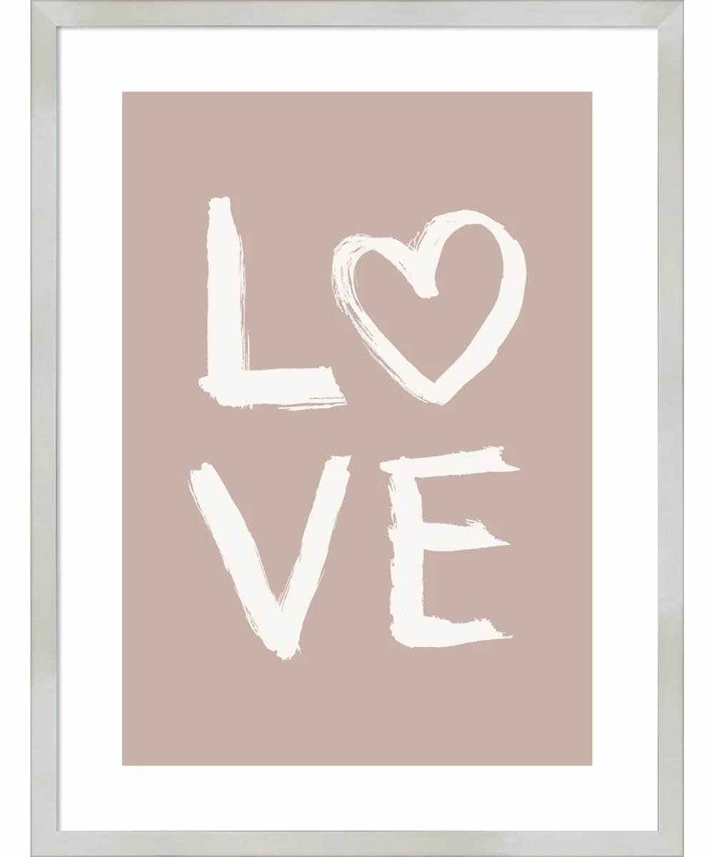 LOVE Light Pink by Aminah Eleonora Wood Framed Wall Art Print (19 W x 25 H), Svelte Silver Frame