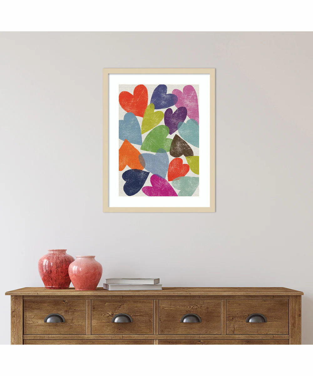 Printed Hearts by Jenny Frean Wood Framed Wall Art Print (20 W x 25 H), Svelte Natural Frame - Image 2