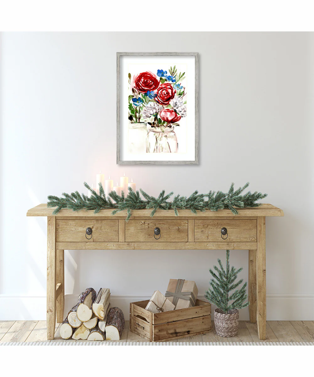 Proud to be an American Bouquet I by Marcy Chapman Wood Framed Wall Art Print (18  W x 25  H), Shiplap White Narrow Frame - Image 2
