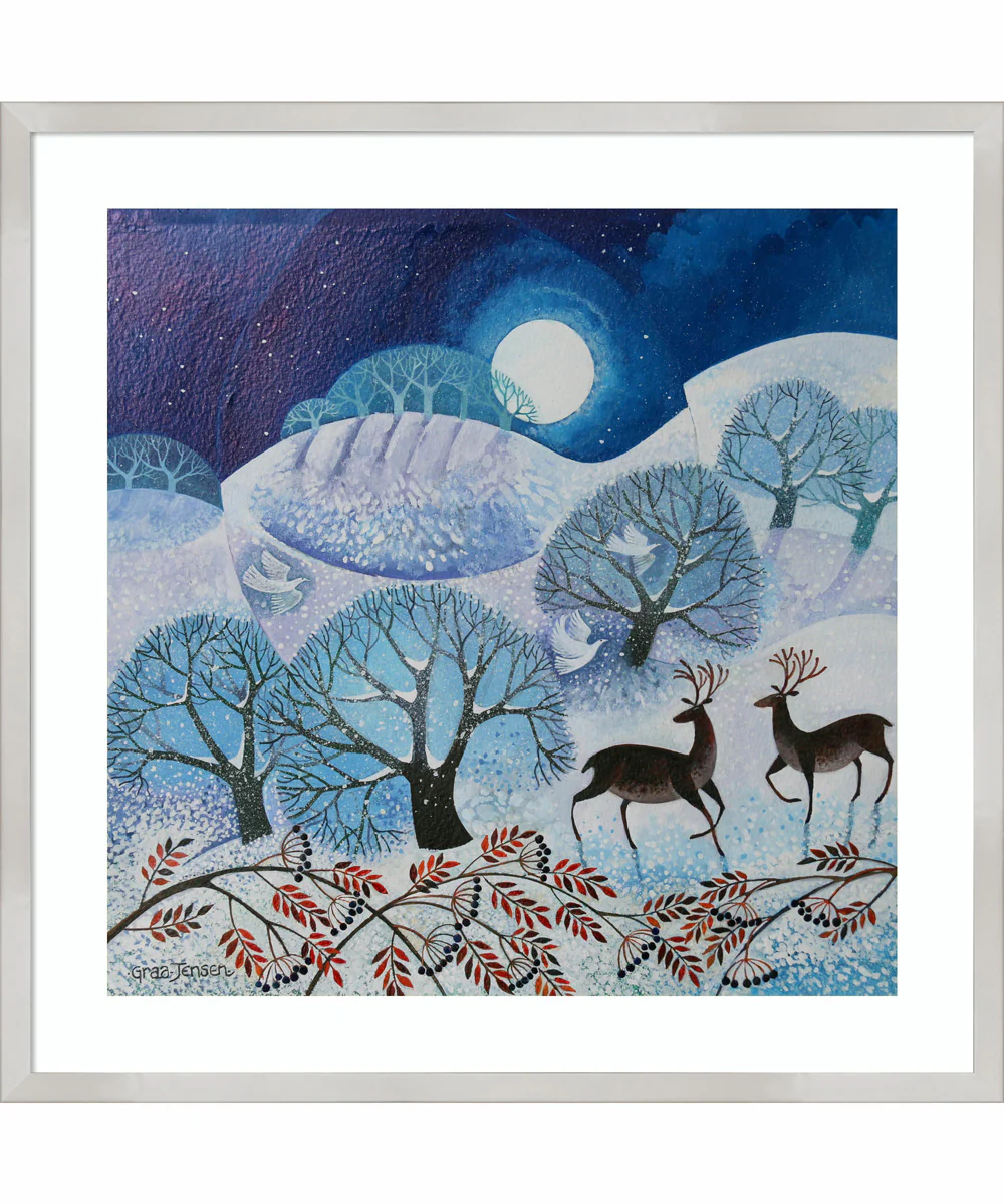 Snowy Land by Lisa Graa Jensen Wood Framed Wall Art Print (25 W x 25 H), Svelte Silver Frame