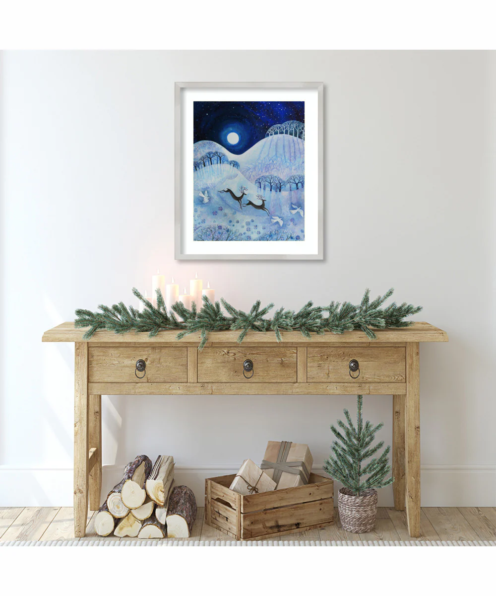 Snowy Peace by Lisa Graa Jensen Wood Framed Wall Art Print (21  W x 25  H), Svelte Silver Frame - Image 2
