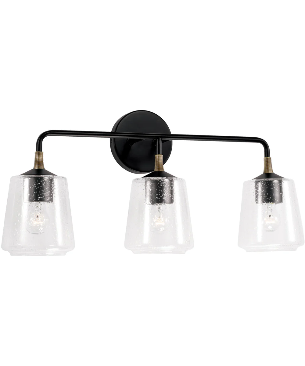 Amara 3-Light Vanity Matte Black with Brass
