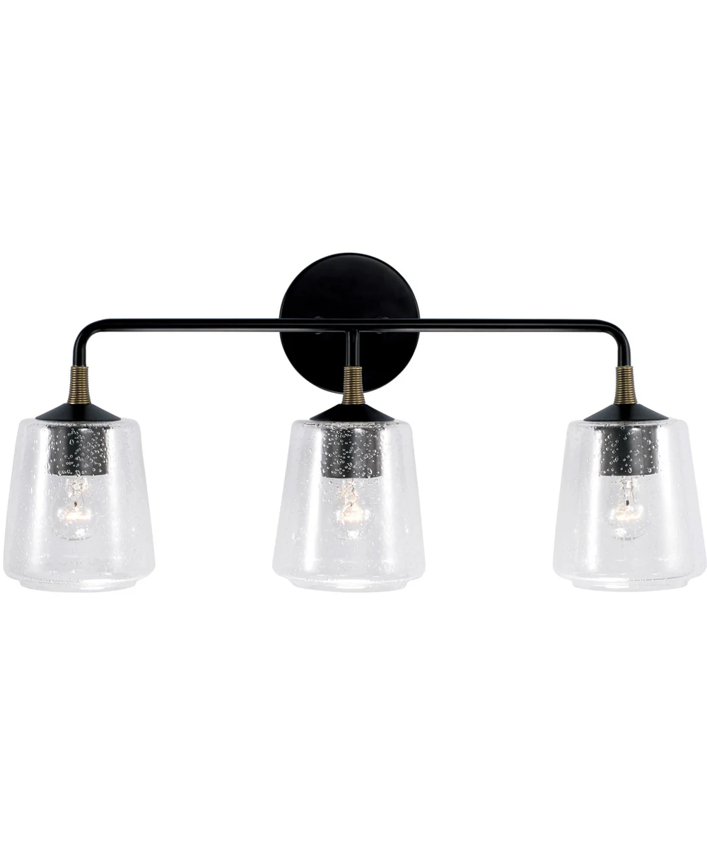 Amara 3-Light Vanity Matte Black with Brass - Image 4