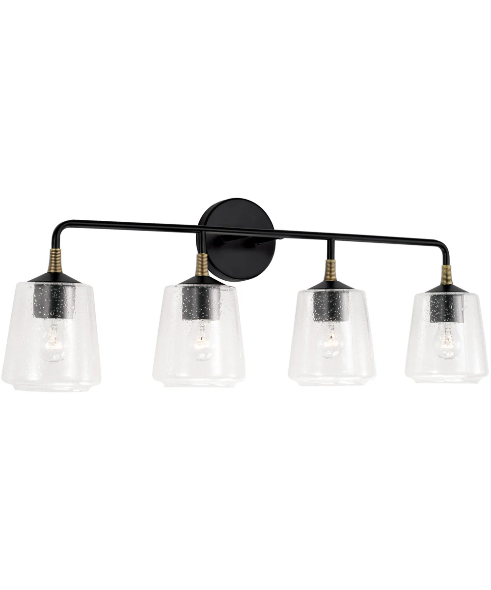 Amara 4-Light Vanity Matte Black with Brass
