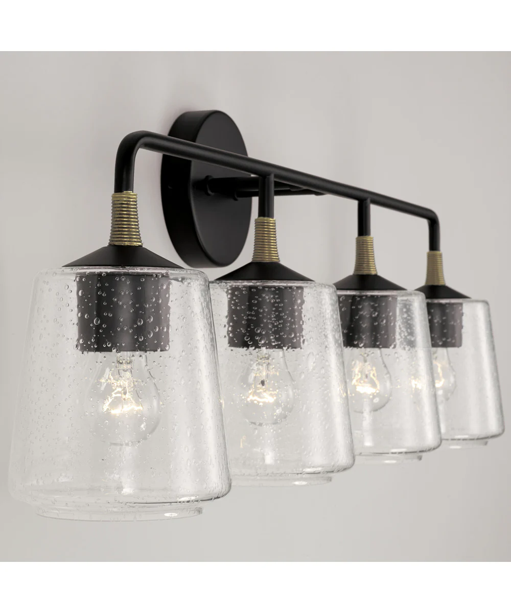 Amara 4-Light Vanity Matte Black with Brass - Image 3
