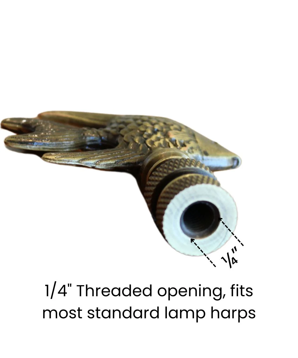Angel Fish Lamp Finial Antique Brass, 2.3"h - Image 3