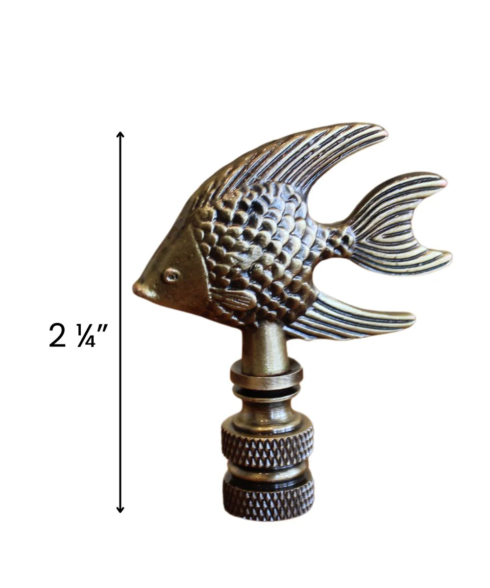 Angel Fish Lamp Finial Antique Brass, 2.3"h - Image 4