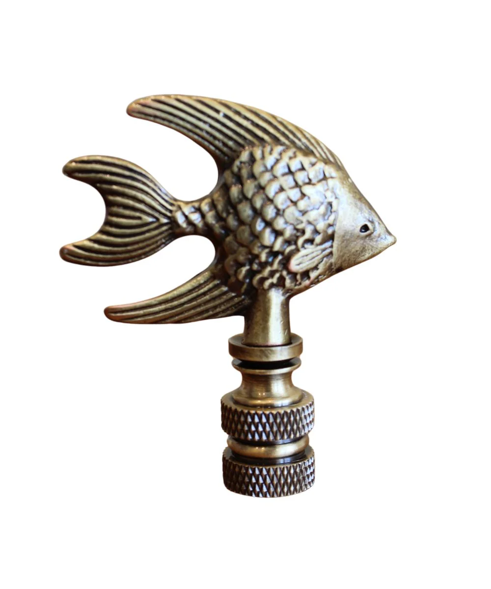 Angel Fish Lamp Finial Antique Brass, 2.3"h - Image 5