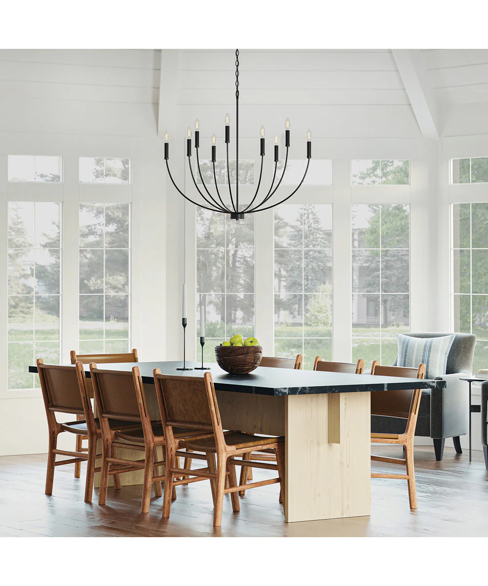Ansley 9-Light Chandelier Matte Black - Image 2