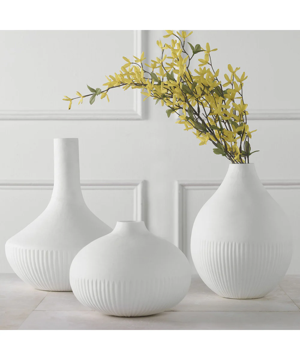 Apothecary Satin White Vases, Set of 3 - Image 2