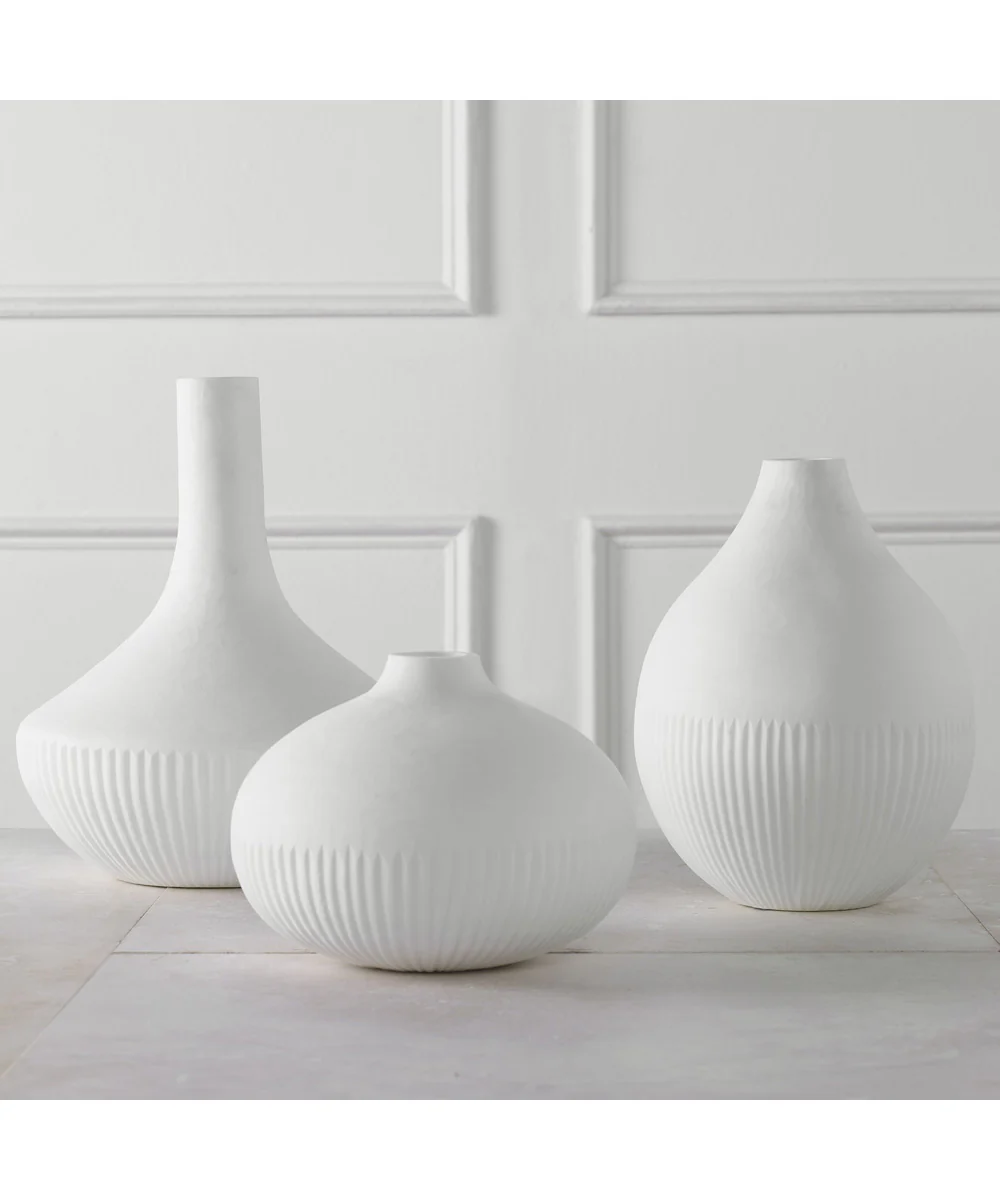 Apothecary Satin White Vases, Set of 3 - Image 3