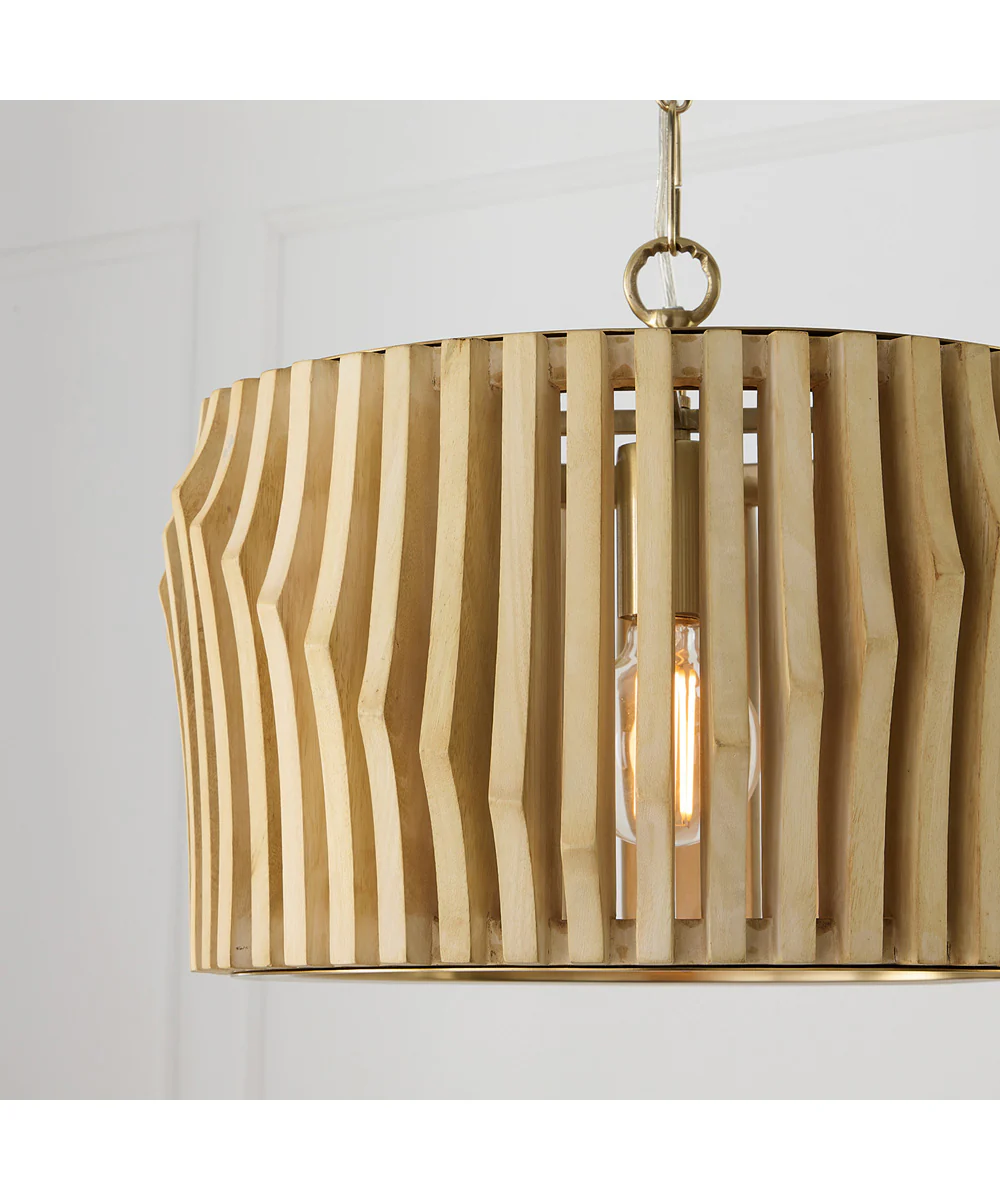 Archer 1-Light Semi-Flush Blonde Wood and Matte Brass - Image 3