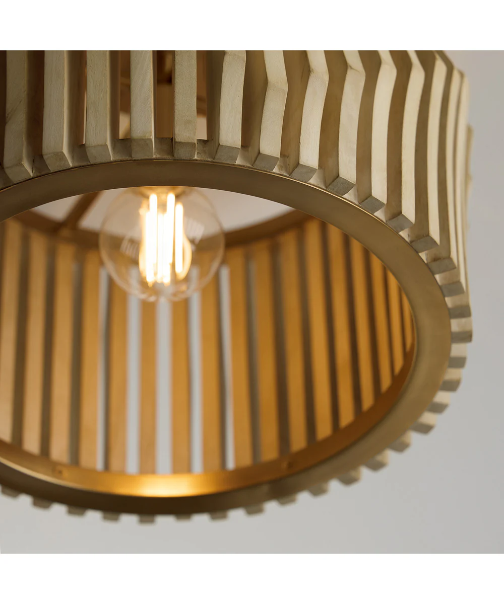 Archer 1-Light Semi-Flush Blonde Wood and Matte Brass - Image 4