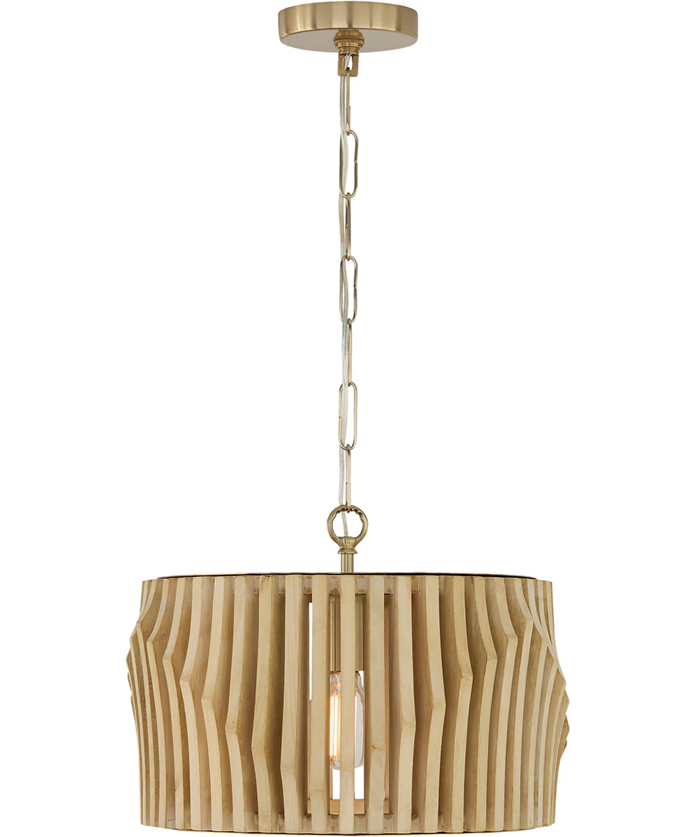 Archer 1-Light Semi-Flush Blonde Wood and Matte Brass - Image 5
