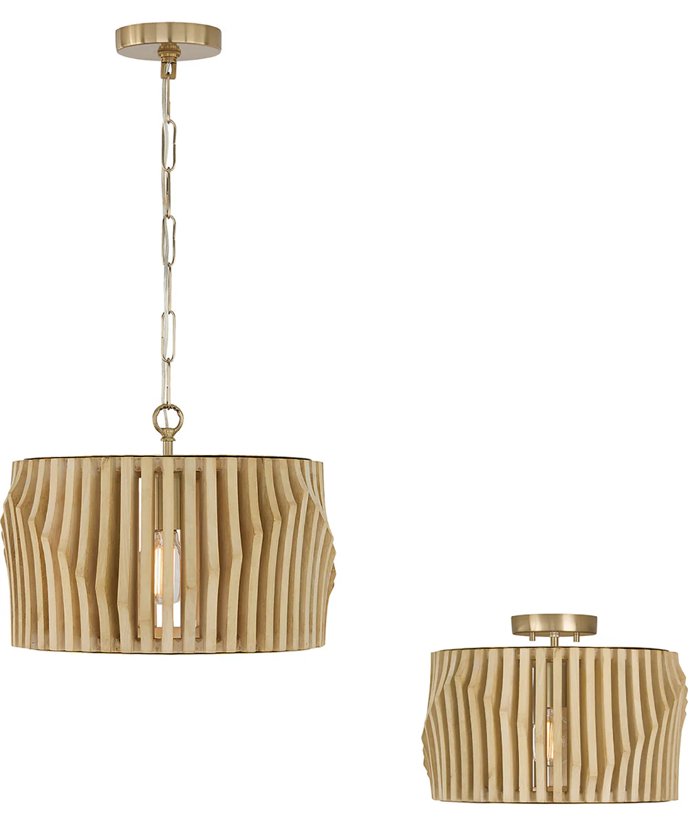 Archer 1-Light Semi-Flush Blonde Wood and Matte Brass - Image 6