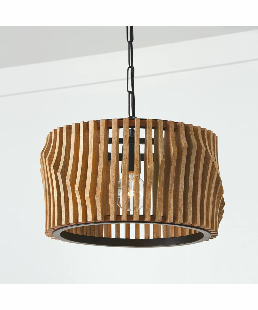 Archer 1-Light Semi-Flush Light Wood and Matte Black - Image 2